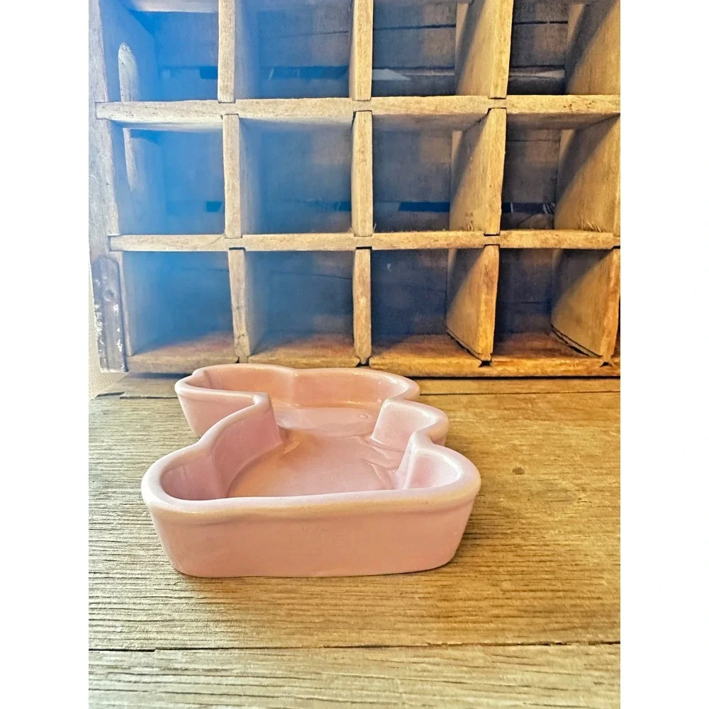 Ceramic Pink Easter BUNNY RABBIT BAKING DISH Bakeware Oven Mold 4